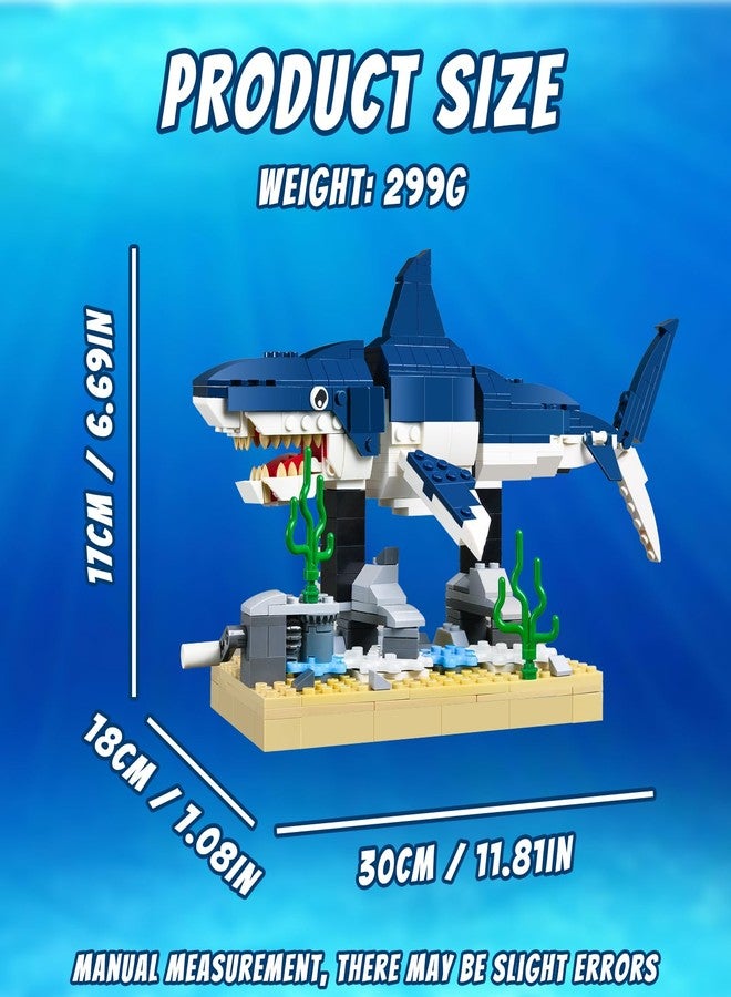 TNDCKP Shark Building Block Set with Rotating Display Stand, Swimming Ocean Animal Model, Compatible with Lego 630 Accessory, Creative Home Decor, Easter, Birthday Gift for Adults, Teens, Kids, 4+, 369Pcs - Image 4